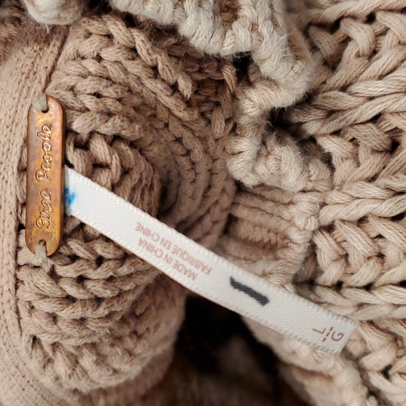 Free People Sweetheart Chunky Rib Knit Pullover Sweater Taupe Size Large L - Picture 3 of 6